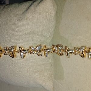 Gold Butterfly White Cz Bracelet